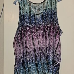 Catherines Monochrome Tropical Leaf Print Top